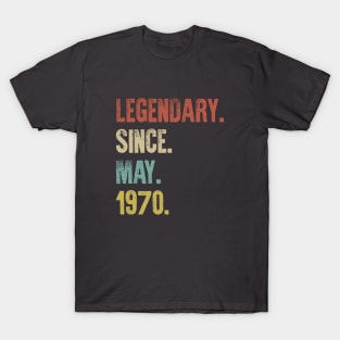 Retro Vintage 50th Birthday Legendary Since May 1970 T-Shirt